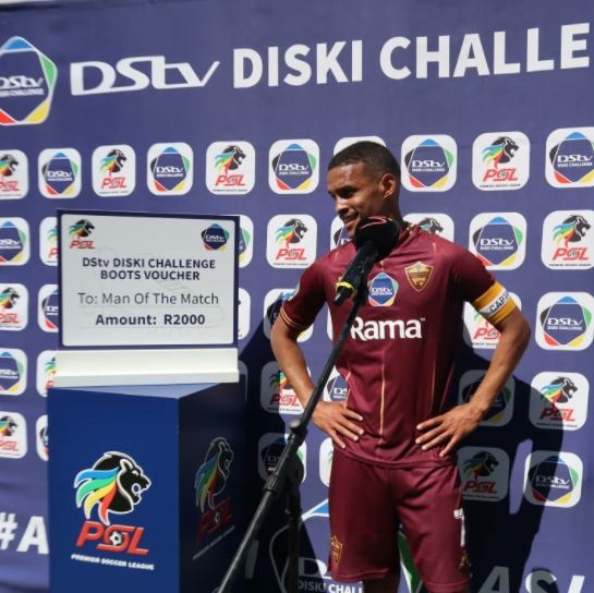 Stellenbosch FC captain Devin Titus was voted man of the match in a DStv Diski Challenge match