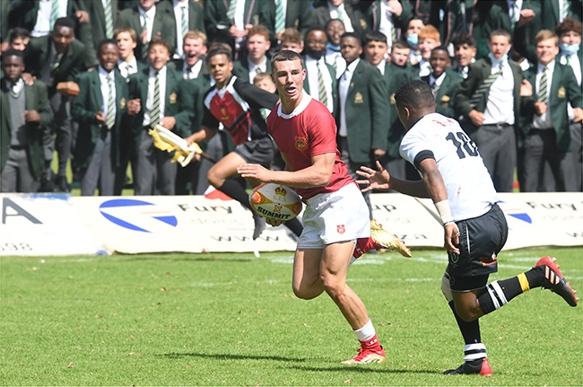King Edward VII School (in red) playing against Queen's College on the first day of the 2022 KES Easter Festival. (Sydney Seshibedi/Gallo Images)