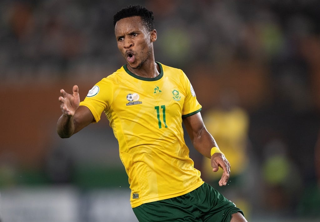 Themba Zwane  of South Africa during the TotalEnergies CAF Africa Cup of Nations 3rd place match between South Africa and DR Congo at Stade Felix Houphouet Boigny on February 10, 2024 in Abidjan, Ivory Coast. 