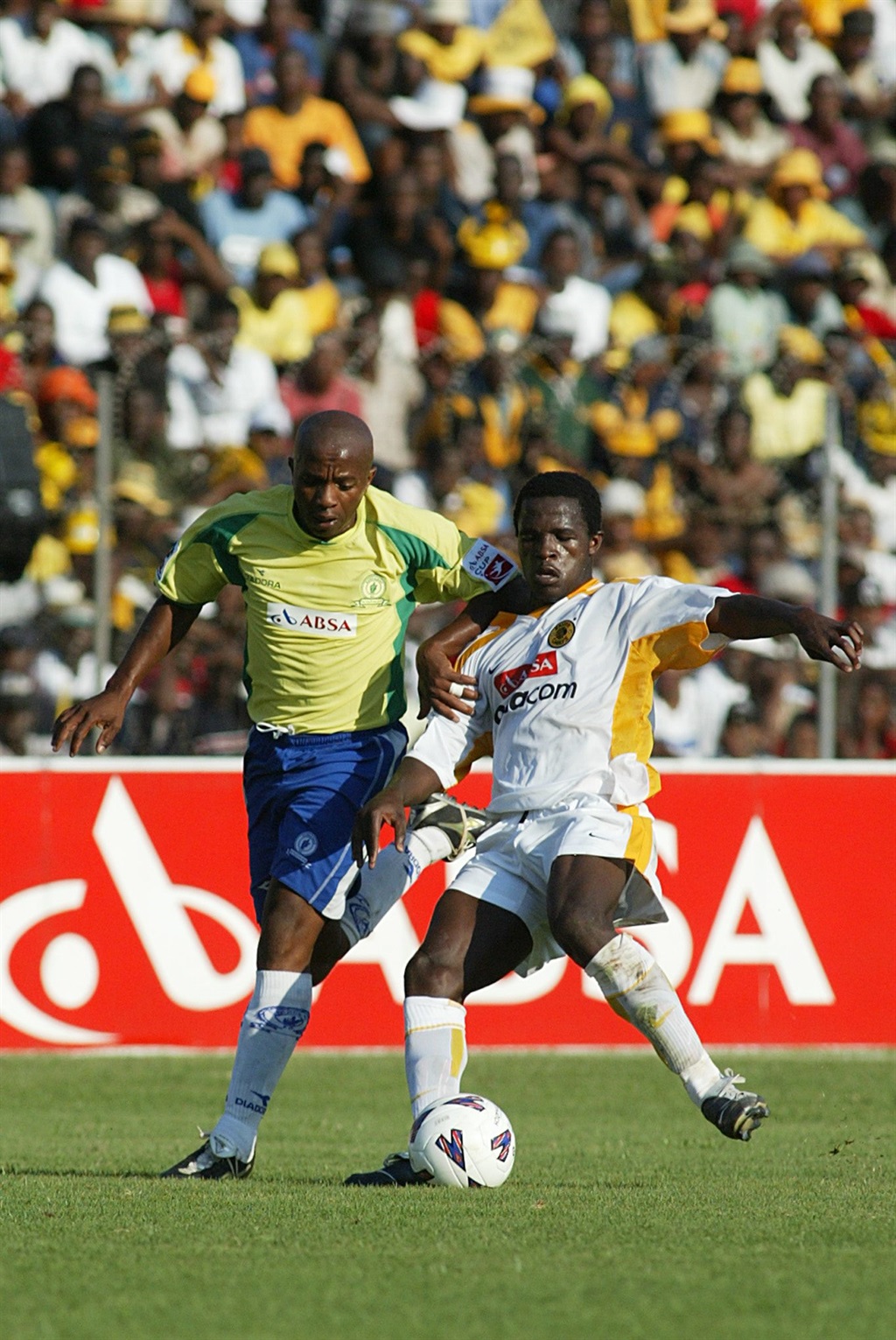 29 February 2004 , Tinashe Nengomasha and Isaac Shai during the ABSA Cup match between Sundowns and Kaizer Chiefs at the ODI Stadium in Mabopane