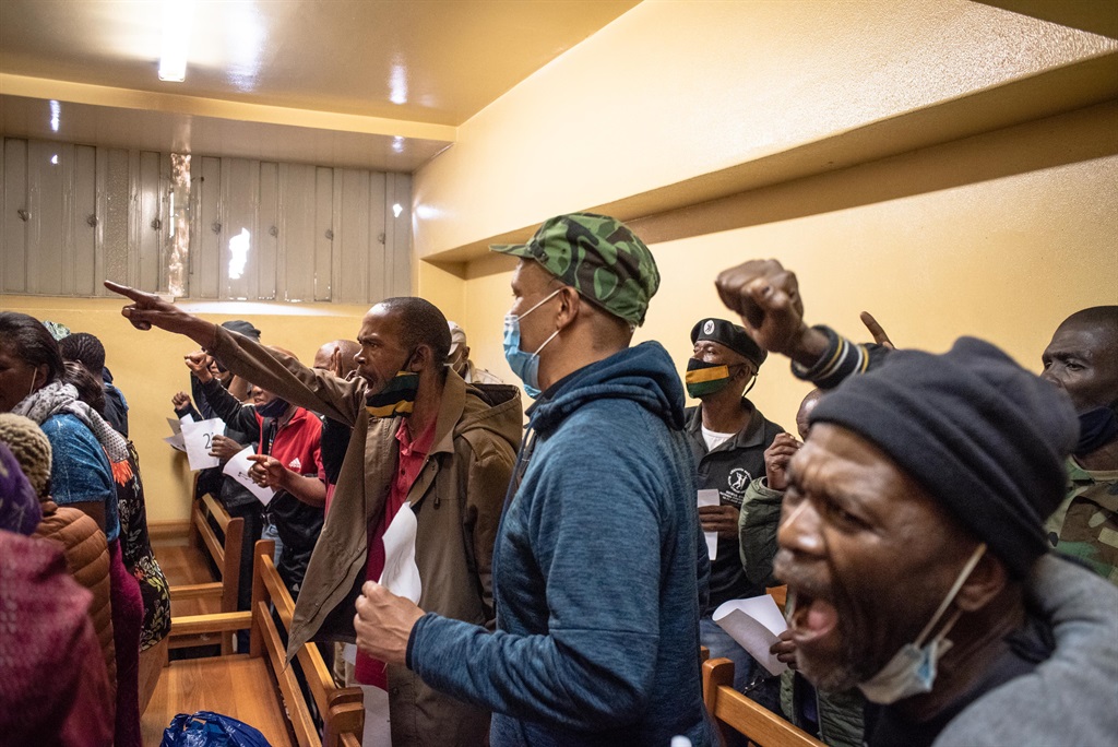 Military Veterans in the Kgosi Mampuru Correctional facility's court during their first appearance after holding cabinet ministers hostage in Irene on Friday last week, 18 October 2021, Pretoria. Picture: Supplied, Jacques Nelles/Pool8BIM