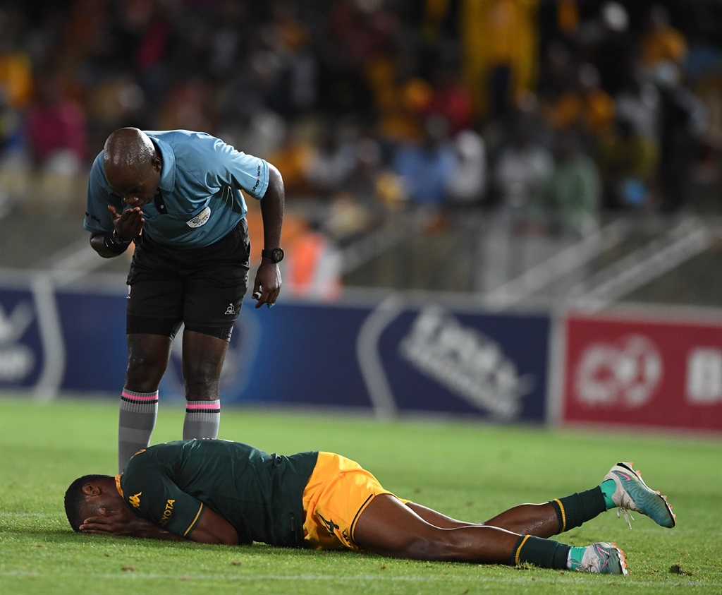 Jasond Gonzalez of Kaizer Chiefs injured during the DStv Premiership match between Sekhukhune United and Kaizer Chiefs at Peter Mokaba Stadium on December 30, 2023 in Polokwane, South Africa. 