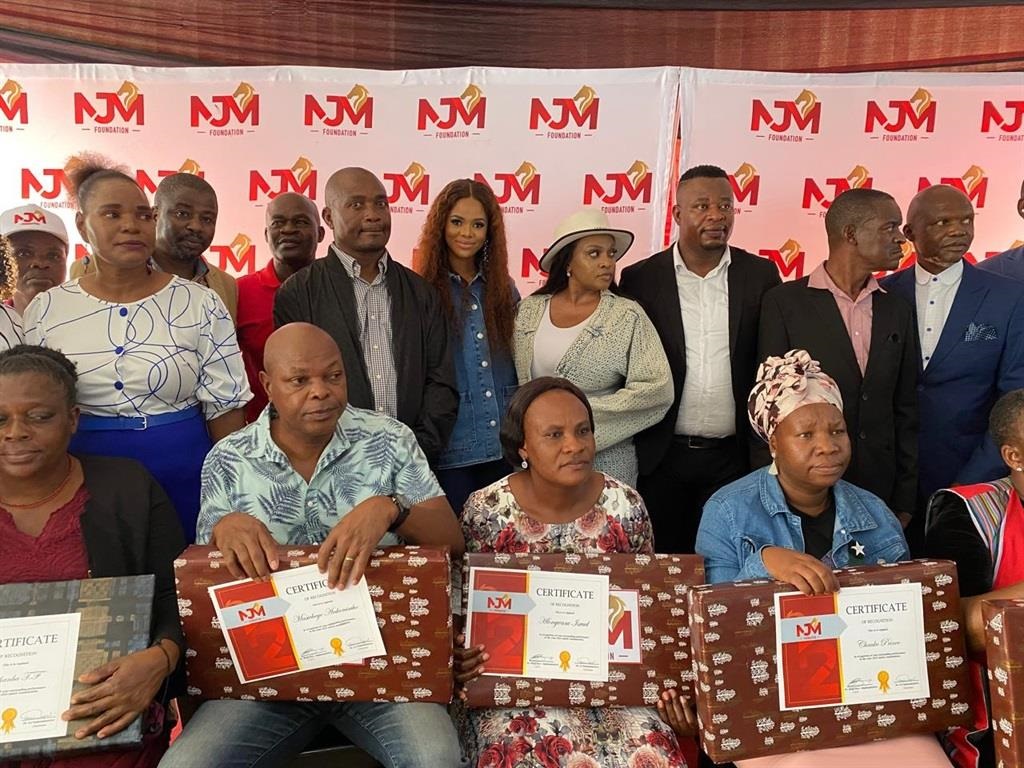 Mzansi celebs and the NJM Foundation gave back to the community by donating Laptops, school Uniforms, and a bursary to 2023 matriculants. 