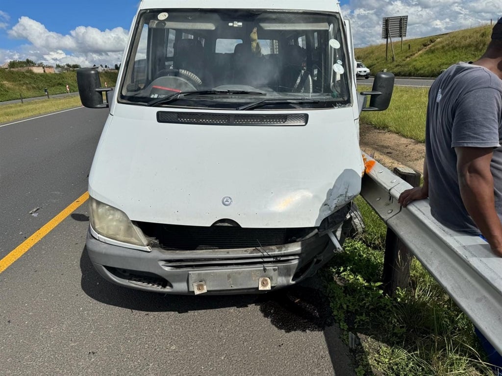 A traffic official and another official were hit head-on by a taxi while they were performing their duties on the N3 on Friday. (Midlands EMS/Supplied)
