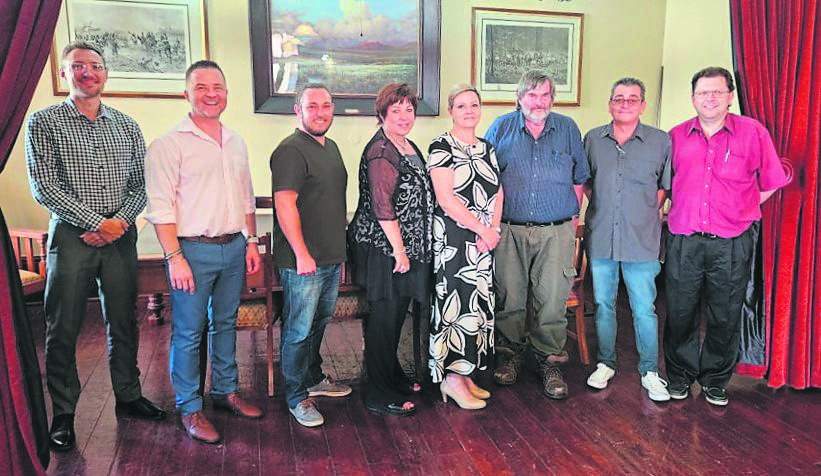 The executive and management committee of the Northern Cape Chamber of Commerce and Industry (Nocci) for 2024-’26 were recently announced. The Nocci executive committee are, from the left, Dawid Britz (Old Mutual), Bennie Burger (Accounting @ Kimberley), Roaan van Zyl (Zyla Marketing), Martha Jansen (Iclix Kimberley), Catherine Terblanche (Metropolitan Life), Dudley Dally (DDCM Construction), Shaun Motto Ross (HomeChef) and Nino Trolese (Nino Trolese CA). Absent: Jeandré van Zyl (Malu Pork), Chairmain Hassan (Hassan Training) and Gert Klopper (Massivane). The new Nocci management are Hassan (president), Terblanche (first vice-chair), Klopper (second vice-chair) and Burger (treasurer). 