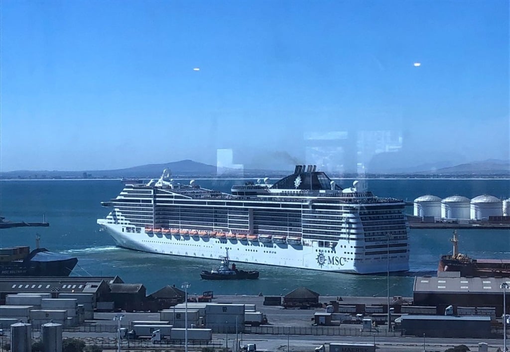 The MSC Splendida cruise ship docked at Cape Town on Wednesday. (Storm Simpson/News24)