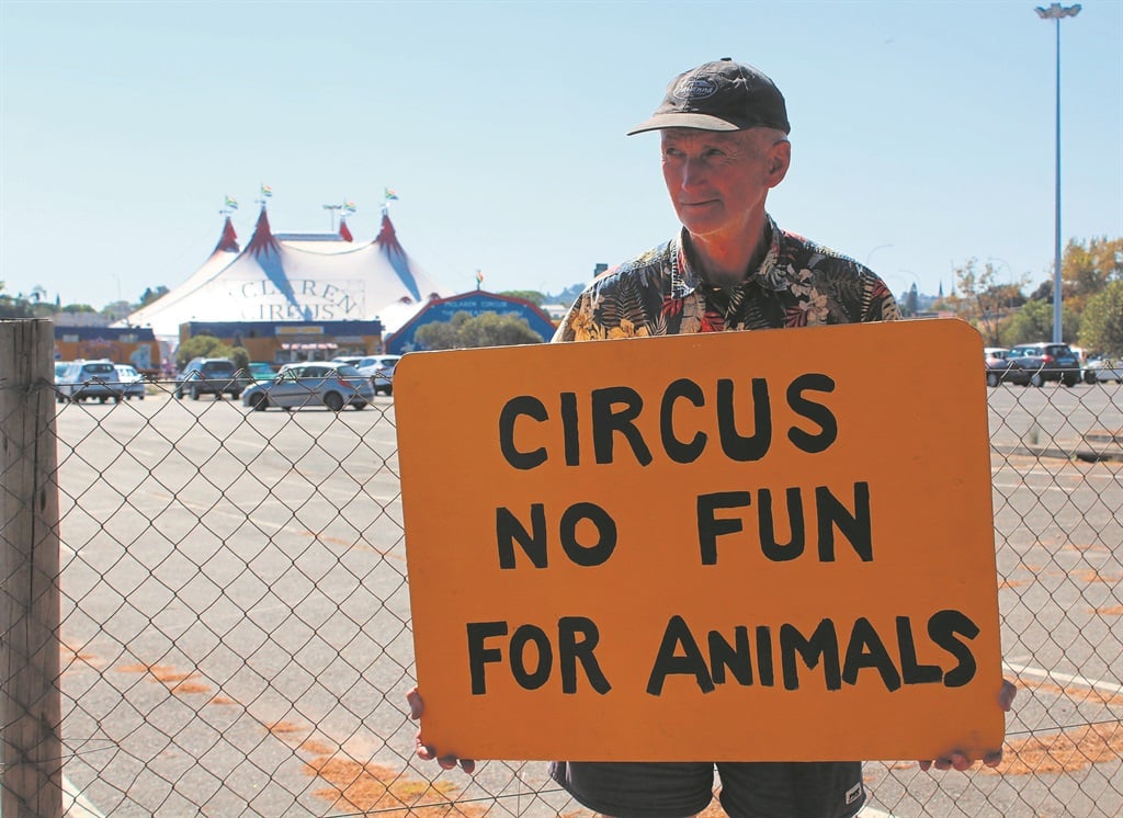 One of the protesters from Beauty Without Cruelty outside the circus on Saturday.

Photo: Desirée Rorke