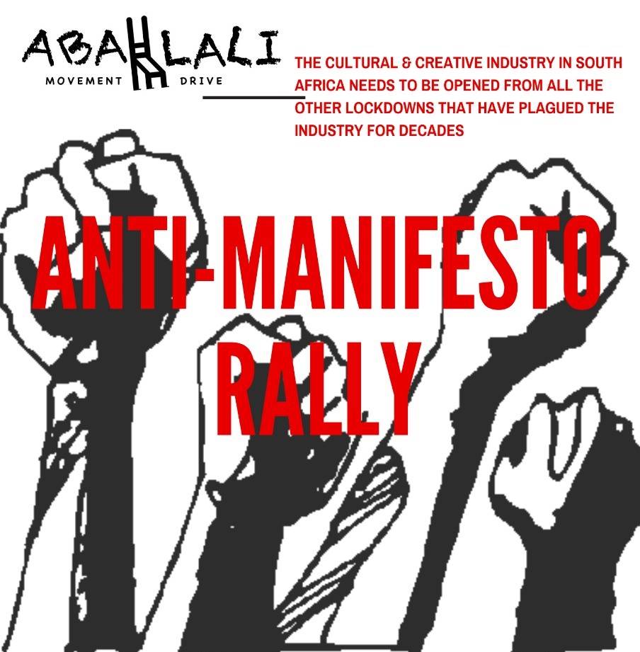 Die logo van die protesgroep Abahlali Movement Drive se betoging. 