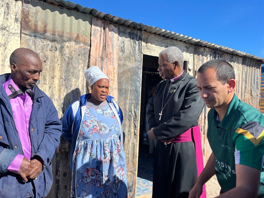 Anglican Archbishop Thabo Makgoba and Gift of the Givers at the Mfuleni informal settlement. (Supplied)