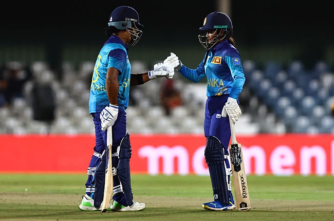 Chamari Athapaththu and Harshitha Samarawickrama of Sri Lanka during the Women's T20I match between South Africa and Sri Lanka. (Richard Huggard/Gallo Images)