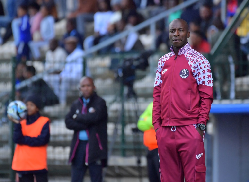 CAPE TOWN, SOUTH AFRICA - MARCH 31: Musa Nyatama (Head Coach) of Swallows FC during the DStv Premiership match between Cape Town Spurs and Moroka Swallows at Athlone Stadium on March 31, 2024 in Cape Town, South Africa. (Photo by Grant Pitcher/Gallo Images)