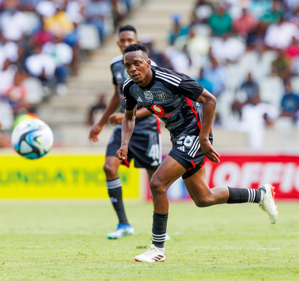 Patrick Maswanganyi during the Nedbank Cup, Last 32 match between Crystal Lake FC and Orlando Pirates at the Mbombela Stadium on 24 February 2024 in Nelspruit, South Africa. 