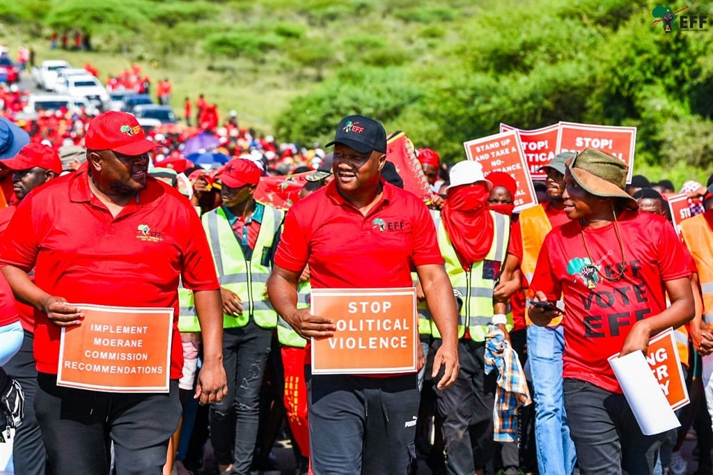 EFF secretary-general Marshall Dlamini led an anti-political killings march in the Ulundi Local Municipality. (Photo: X/Marshall Dlamini)