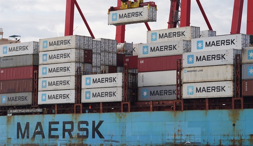 Maersk shipping containers. (Marcus Brandt/picture alliance via Getty Images)