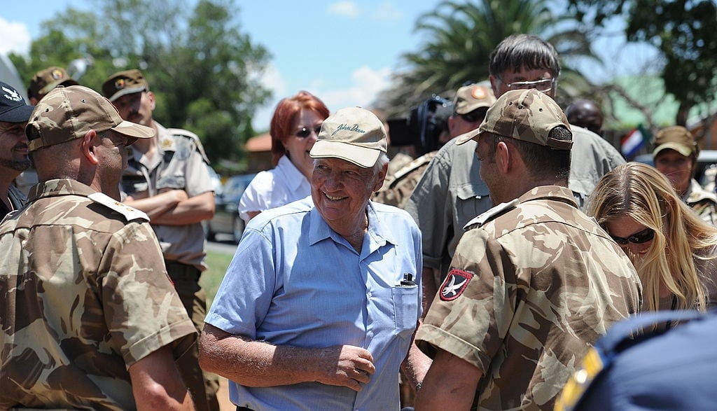 Supporters of the Afrikaner Resistance Movement (AWB) display an
