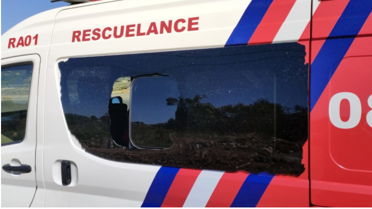 The ER24 ambulanced that was attacked in Krugersdorp.