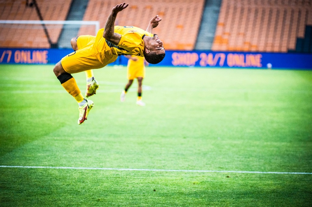 Kaizer Chiefs striker Keagan Dolly celebrates after scoring one of his two goals during a DStv Premiership match against Chippa United at FNB Stadium in Johannesburg yesterday. Photo: Kaizer Chiefs/Twitter
