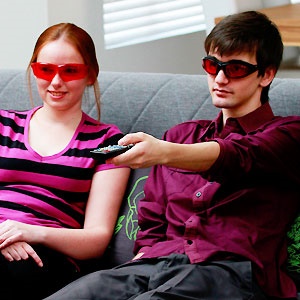 Teens wearing SleepSpec glasses. Supplied. 