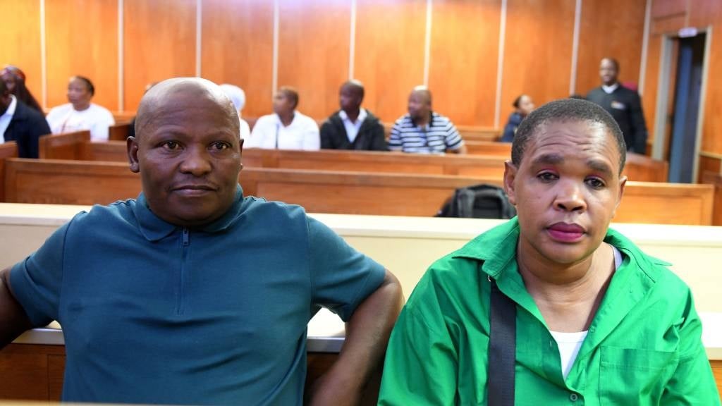 The owners of Enyobeni Tavern Siyakhangela Owen Ndevu and his wife Vuyokazi Ndevu appear in the East London High Court. (Lulama Zenzile/Gallo Images/Die Burger)