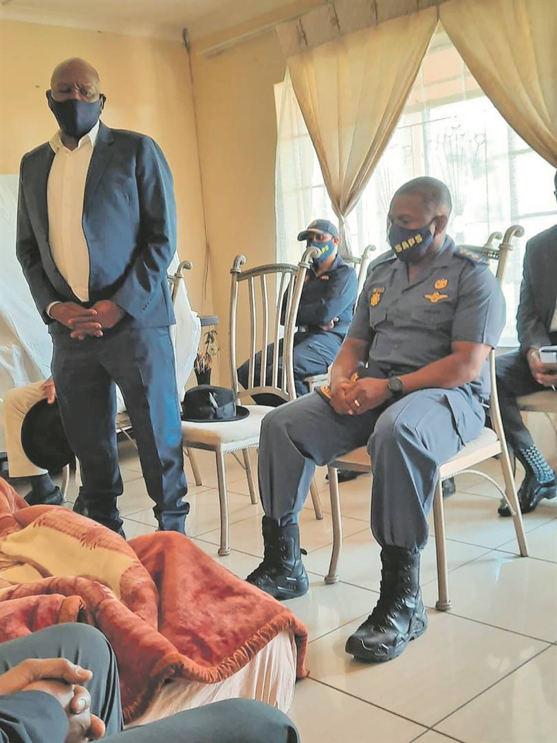Minister Bheki Cele and some police officers visited the home of slain EFF candidate councillor, Thulani Shangase.