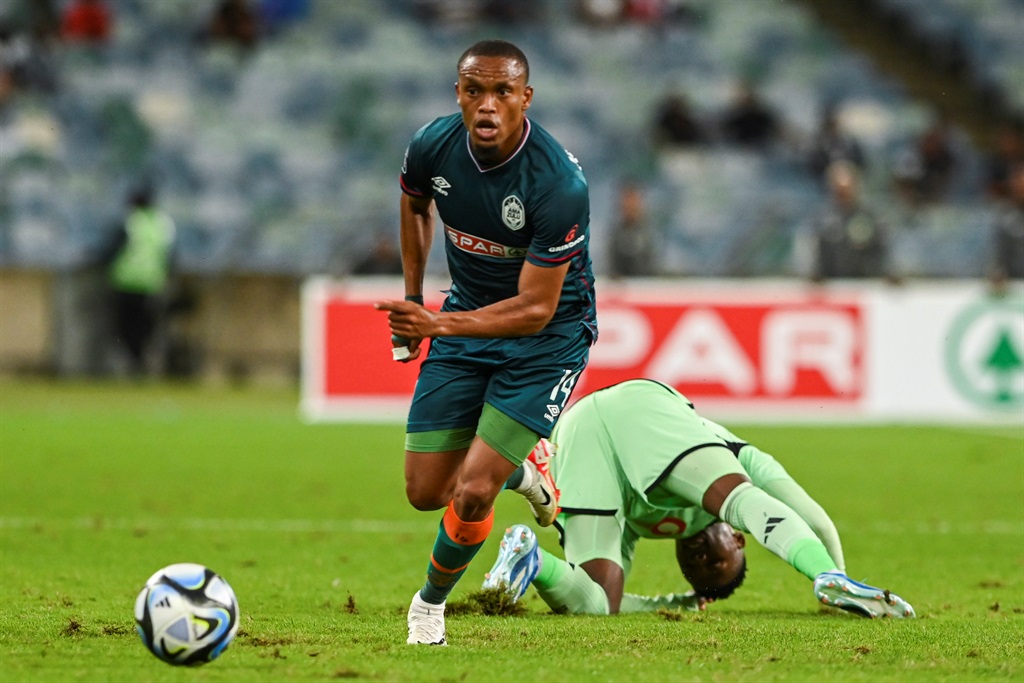 DURBAN, SOUTH AFRICA - OCTOBER 24: Riaan Hanamub of AmaZulu FC during the DStv Premiership match between AmaZulu FC and Orlando Pirates at Moses Mabhida Stadium on October 24, 2023 in Durban, South Africa. (Photo by Darren Stewart/Gallo Images)