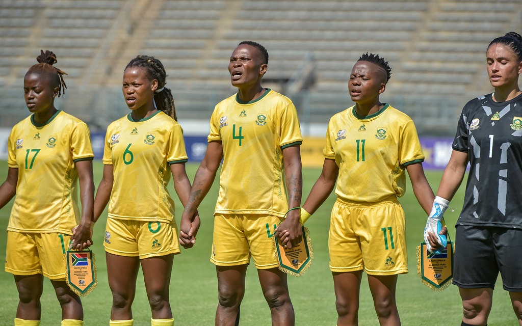 General view team Team South Africa during the 2024 WAFCON Qualifier, 2nd Leg match between South Africa and Burkina Faso at Lucas Moripe Stadium on December 04, 2023 in Pretoria, South Africa. 