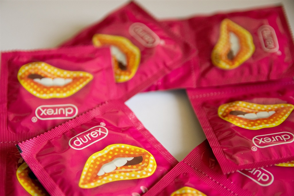 In this photo illustration Durex condoms are displ