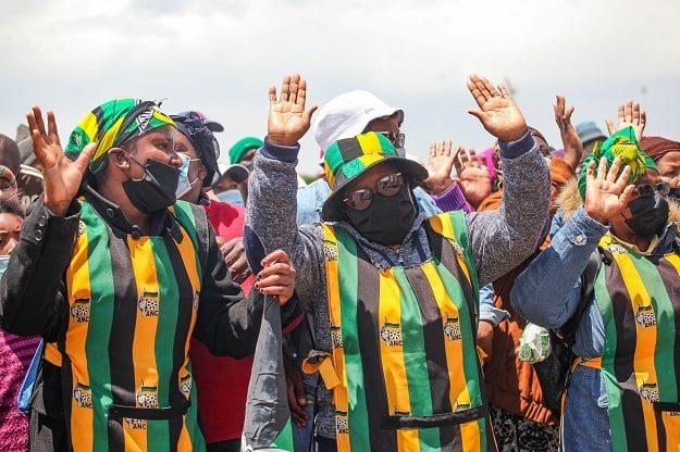 ANC supporters during a rally in the lead-up to the elections. 