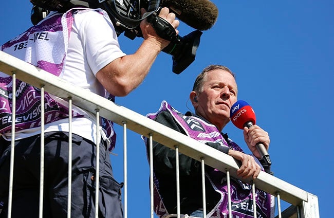 Renowned F1 commentator Martin Brundle during a practice session ahead of the Australian Grand Prix at Albert Park Circuit in Melbourne on 22 March 2024. (Qian Jun/MB Media/Getty Images)