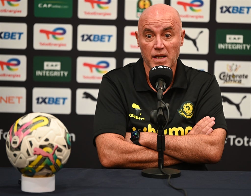 PRETORIA, SOUTH AFRICA - APRIL 04: Miguel Gamondi (Coach) during the Young Africans SC press conference at Loftus Versfeld Stadium on April 04, 2024 in Pretoria, South Africa. (Photo by Lee Warren/Gallo Images)