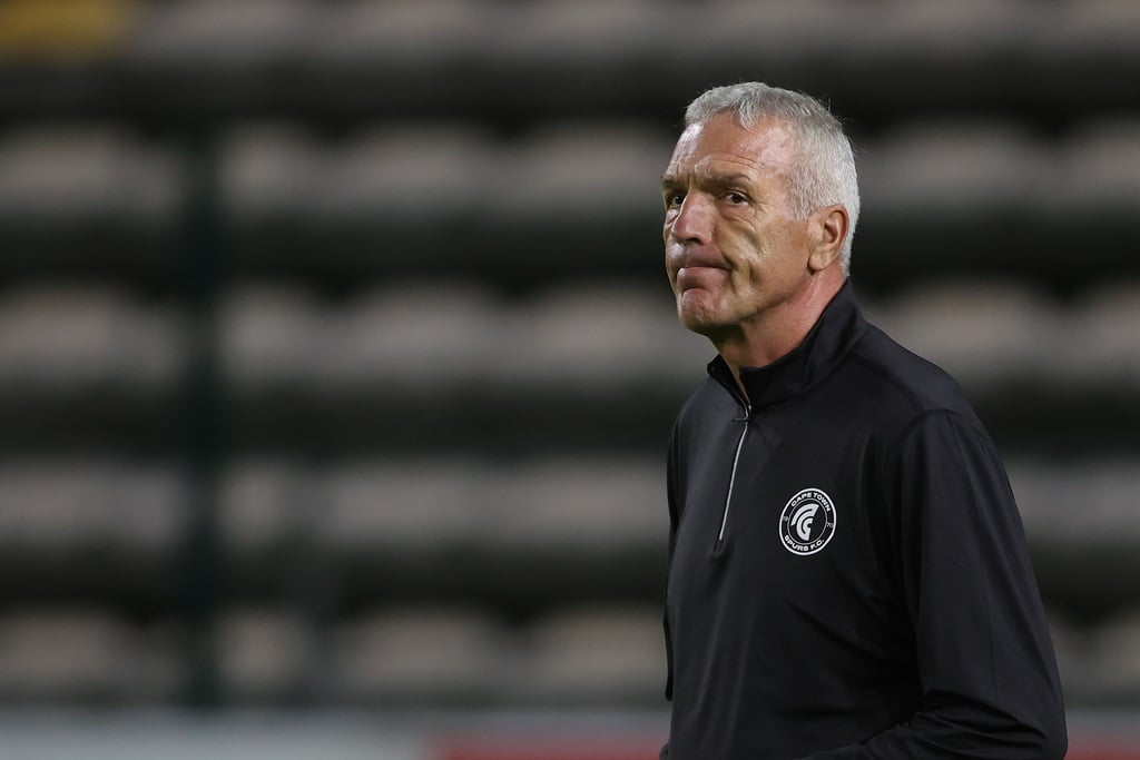 CAPE TOWN, SOUTH AFRICA - APRIL 09: Cape Town Spurs coach Ernst Middendorp before the DStv Premiership match between Cape Town Spurs and Mamelodi Sundowns at Athlone Stadium on April 09, 2024 in Cape Town, South Africa. (Photo by Shaun Roy/Gallo Images)