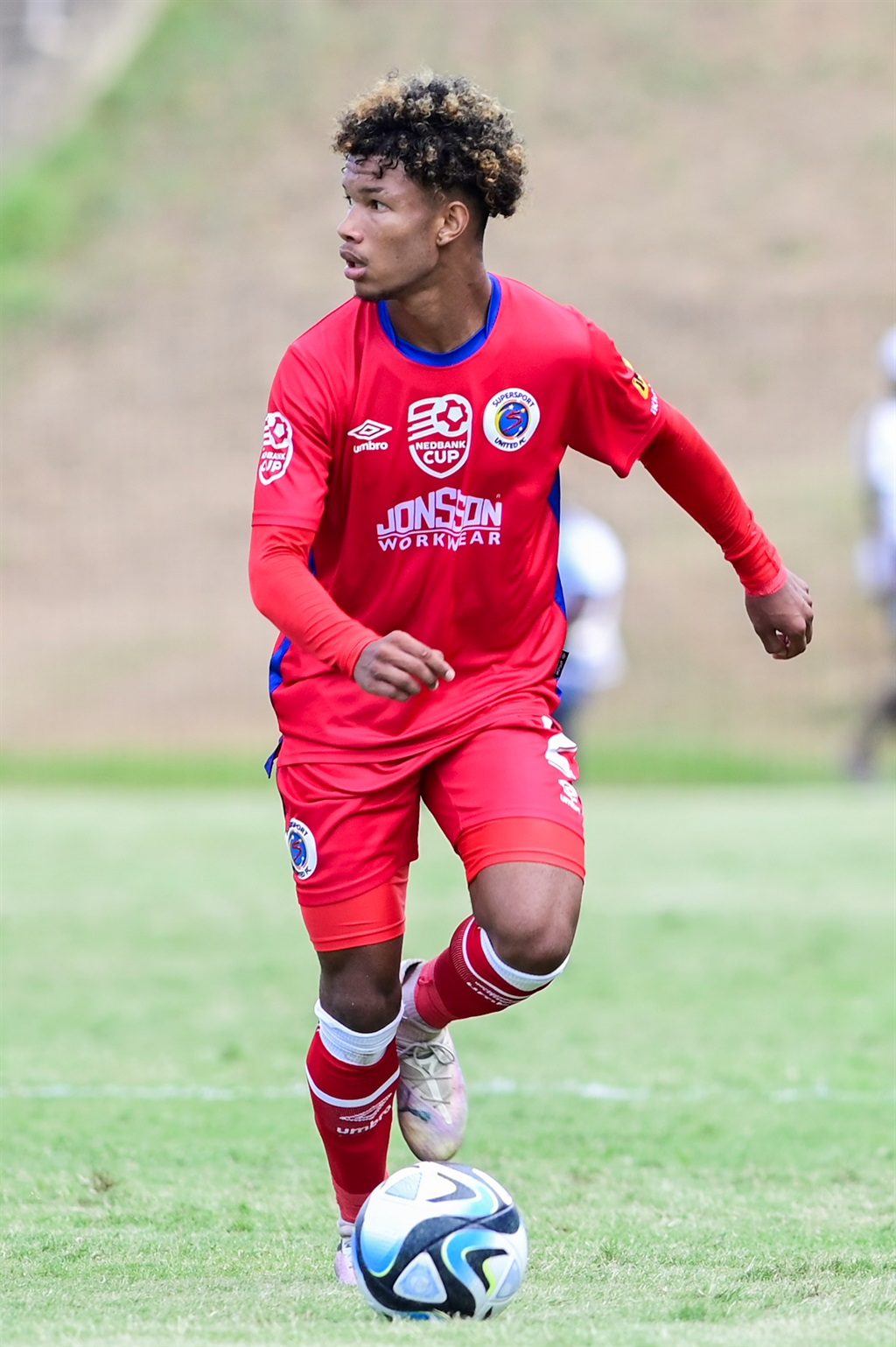 DURBAN, SOUTH AFRICA - MARCH 16: Shandre Campbell of Supersport United FC during the Nedbank Cup, Last 16 match between Richards Bay FC v SuperSport United at King Zwelithini Stadium in Durban on March 16, 2024 in Durban, South Africa. (Photo by Darren Stewart/Gallo Images)
