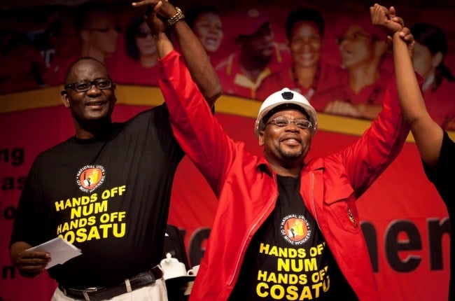 Cosatu General Secretary Zwelinzima Vavi and Cosatu President Sdumo Dlamini on the closing day of the unions 11th National Congress at Gallagher Estate on September 20, 2012 in Midrand, South Africa. Vavi has called on government to deal decisively with poverty and inequality.