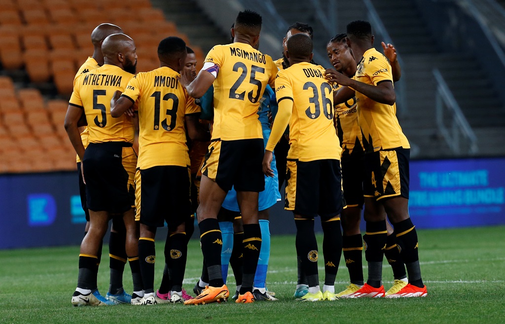 JOHANNESBURG, SOUTH AFRICA - APRIL 02:  Kaizer Chiefs players during the DStv Premiership match between Kaizer Chiefs and Stellenbosch FC at FNB Stadium on April 02, 2024 in Johannesburg, South Africa. (Photo by Gallo Images)