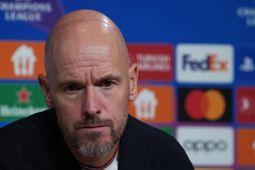 MUNICH, GERMANY - SEPTEMBER 20: Erik ten Hag,coach of Manchester United attends press conference after the UEFA Champions League match between Bayern Munich and Manchester United at Allianz Arena on September 20, 2023 in Munich, Germany. (Photo by Masashi Hara/Getty Images)