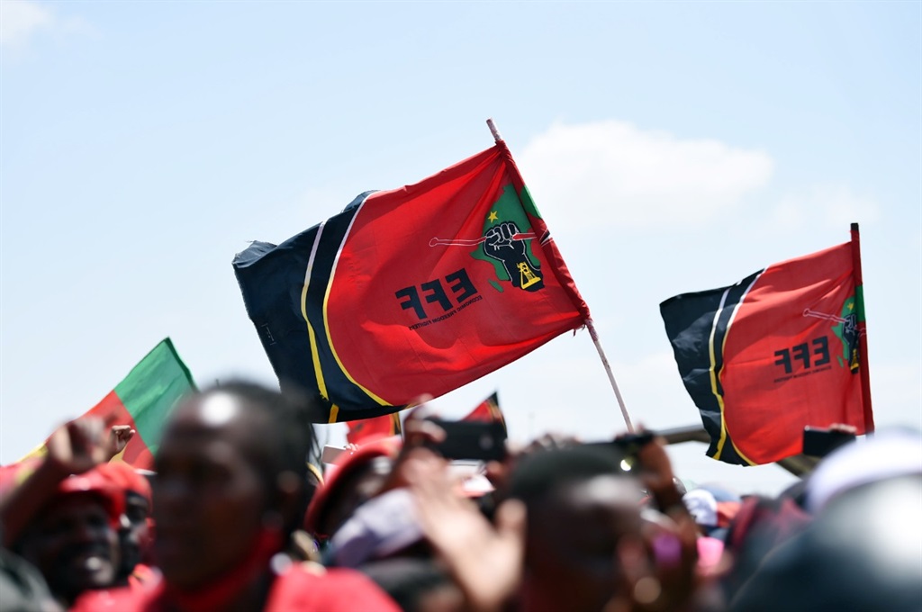 EFF supporters gathered in numbers in Katlehong where their party is holding the last rally before the elections on Monday. Photo: Christopher Moagi.