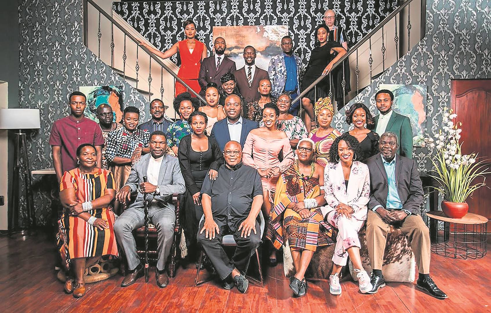 The cast of Muvhango, with Duma ka Ndlovu (in black), doesn’t know whether they are still employed or not. Photo from Instagram