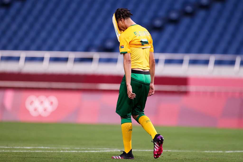 SAITAMA, JAPAN - JULY 25: Fleurs Luke #5 of South Africa show his dejection after the Mens First Round Group A match between France and South Africa on day two of the Tokyo 2020 Olympic Games at Saitama Stadium on July 25, 2021 in Saitama, Japan. (Photo by Zhizhao Wu/Getty Images)