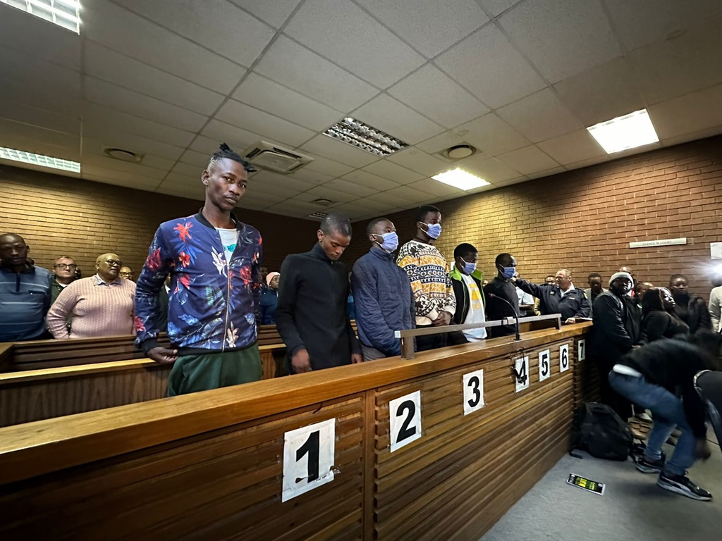The six accused appeared in court on Friday in connection with the murder of Luke Fleurs. (Iavan Pijoos/News24)