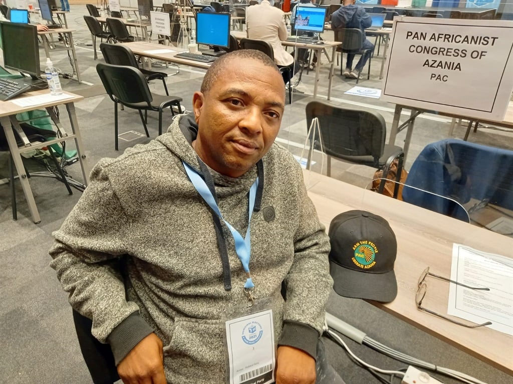 The PAC's Siyabulela Ndamane at the IEC's Western Cape voting results centre.