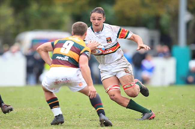 Affies number eight Dieter Schubert, seen here carrying bravely against Paarl Gim, will hope that his school will do better this year against Gimmies (Bertram Malgas/Gallo Images)
