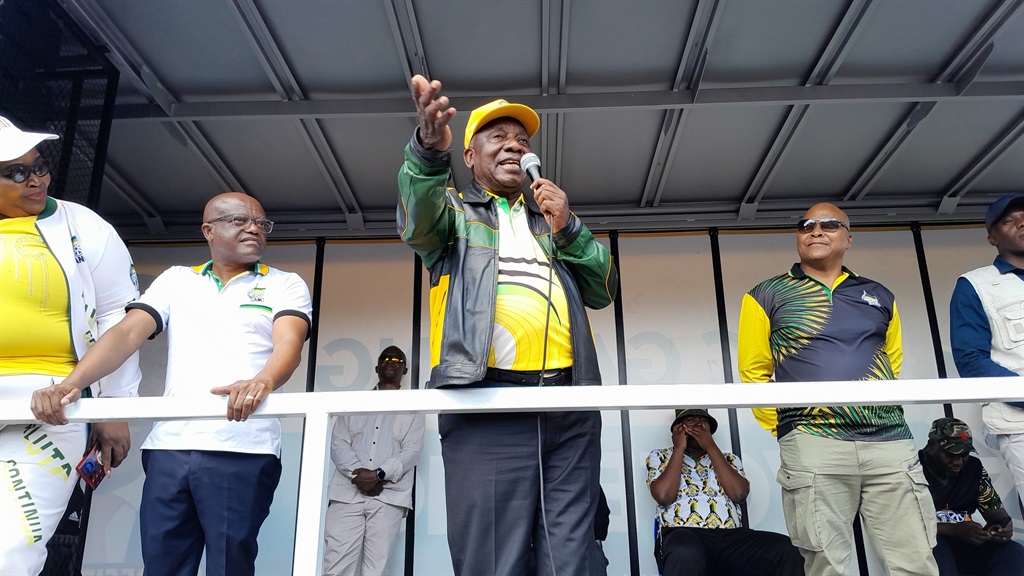 ANC president Cyril Ramaphosa campaigning in Zandspruit on Saturday, 13 April. Photo by Mfundekelwa Mkhulisi