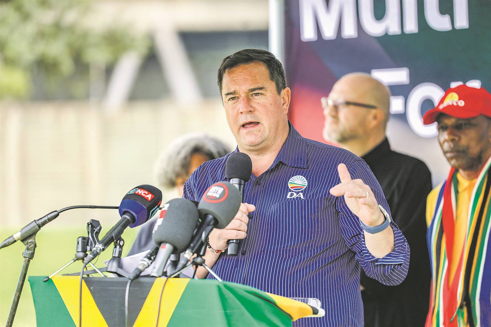 DA leader John Steenhuisen at the Multi-Party Charter press conference.