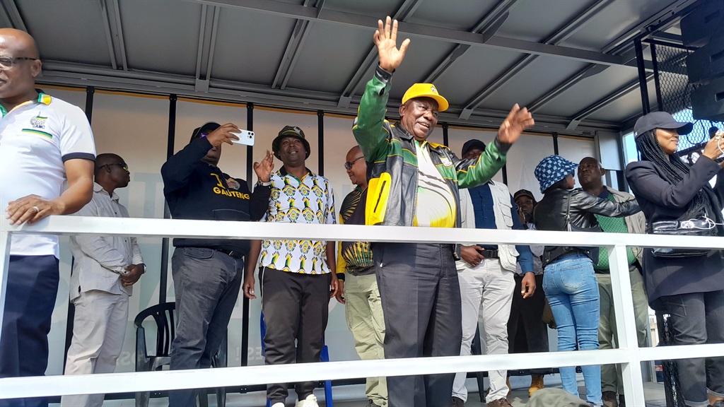 President Cyril Ramaphosa, who was on a campaign trail that started with a door-to-door in Cosmo City. 
