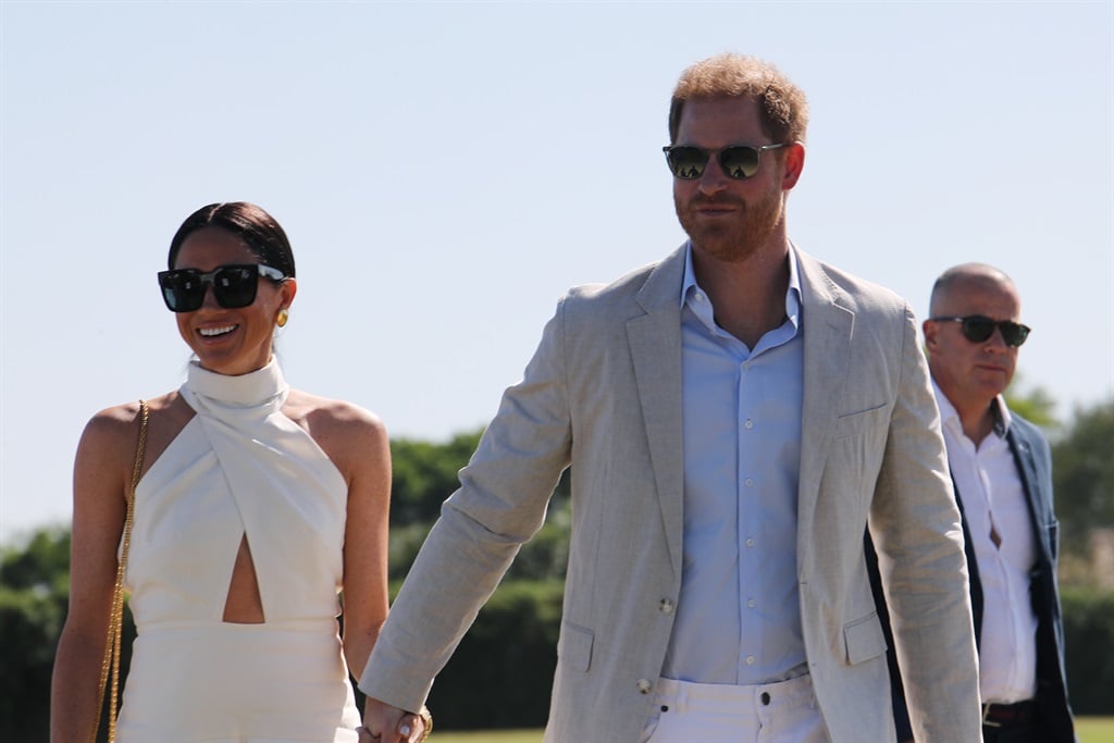 The Duke and Duchess of Sussex after arrive at the Royal Salute Polo Challenge, to benefit Sentebale, at The USPA National Polo Center in Wellington, Florida, US. Picture date: Friday 12 April 2024. (Yaroslav Sabitov/PA Images via Getty Images)
