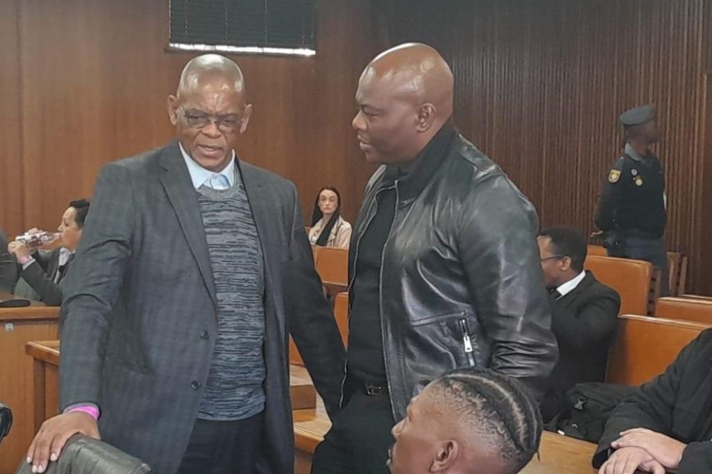 Former Free State Premier, Ace Magashule, with his co-accused Edwin Sodi at the Free State High Court in Bloemfontein. (Supplied/NPA Free State/Mojalefa Senokoatsane)