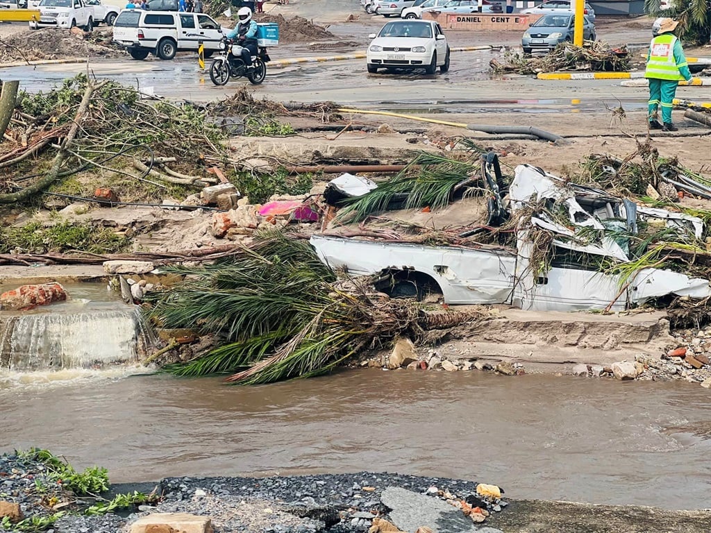 Heavy rain in Margate damaged infrastructure and left at least five dead on Sunday night. (Supplied/Ugu District Municipality)