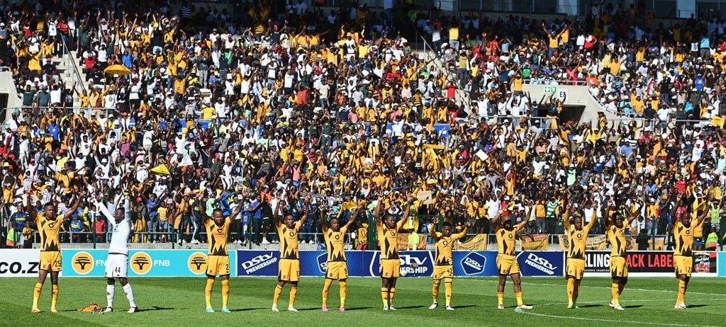 Kaizer Chiefs players greet their fans before the DStv Premiership 2023/24 game between Cape Town City and Kaizer Chiefs at Athlone Stadium on 30 March 2024 