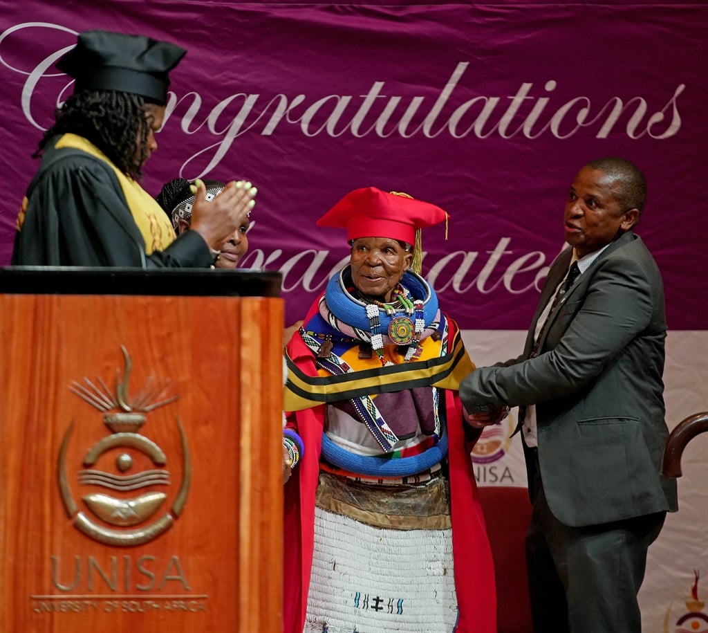Renowned artist Esther Mahlangu beamed in her acceptance speech when Unisa conferred her with an honorary doctorate in mathematics with patterns and patterning on Tuesday. 