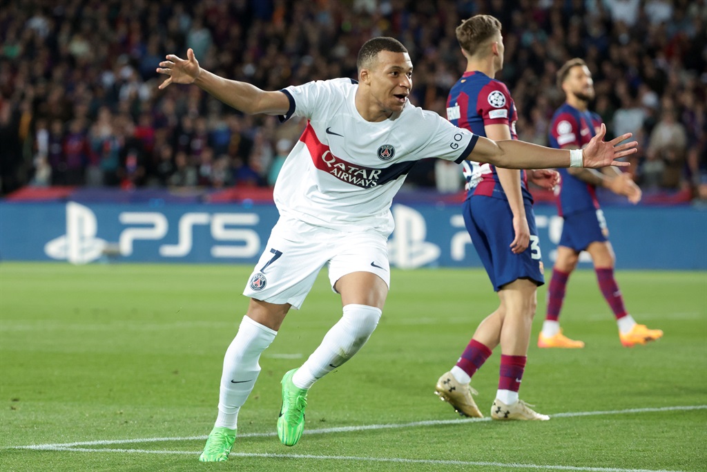 Kylian Mbappé scored twice as PSG beat five-time champions Barcelona 6-4 on aggregate to reach the semifinal of the Champions League. Photo: Jean Catuffe / Getty Images